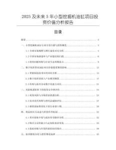 2025及未來5年小型挖掘機油缸項目投資價值分析報告