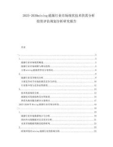 2025-2030mining能源行業(yè)市場現(xiàn)狀技術(shù)供需分析投資評估規(guī)劃分析研究報告