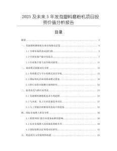 2025及未來5年發(fā)泡塑料磨粉機項目投資價值分析報告