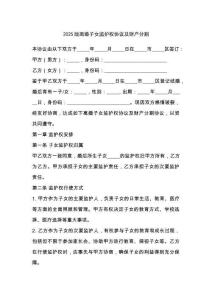 2025版離婚子女監護權協議及財產分割