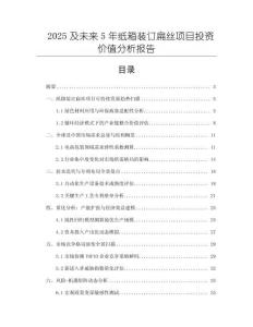 2025及未來5年紙箱裝訂扁絲項目投資價值分析報告