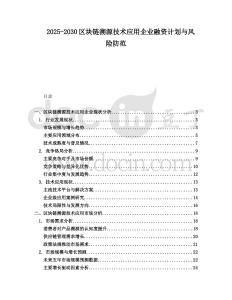 2025-2030區塊鏈溯源技術應用企業融資計劃與風險防范
