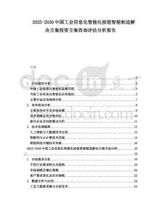 2025-2030中國工業信息化智能化按鈕智能制造解決方案投資方案咨詢評估分析報告