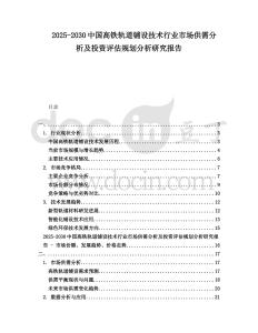 2025-2030中國高鐵軌道鋪設(shè)技術(shù)行業(yè)市場供需分析及投資評估規(guī)劃分析研究報告