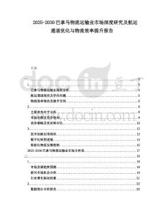 2025-2030巴拿馬物流運(yùn)輸業(yè)市場(chǎng)深度研究及航運(yùn)通道優(yōu)化與物流效率提升報(bào)告