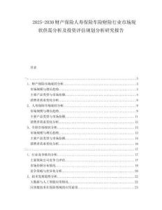 2025-2030財產(chǎn)保險人壽保險車險財險行業(yè)市場現(xiàn)狀供需分析及投資評估規(guī)劃分析研究報告