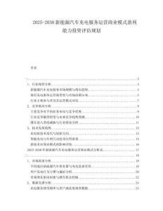 2025-2030新能源汽車(chē)充電服務(wù)運(yùn)營(yíng)商業(yè)模式盈利能力投資評(píng)估規(guī)劃
