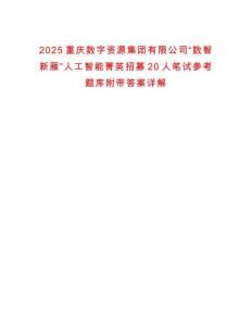 2025重慶數(shù)字資源集團有限公司“數(shù)智新雁”人工智能菁英招募20人筆試參考題庫附帶答案詳解