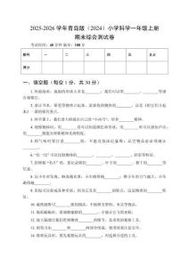2025-2026學(xué)年青島版（2024）小學(xué)科學(xué)一年級(jí)上冊(cè)期末綜合測(cè)試卷及答案