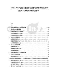 2025-2030智能交通設施行業市場深度調研及技術方向與發展趨勢預測研究報告