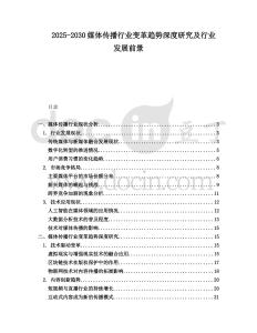 2025-2030媒體傳播行業變革趨勢深度研究及行業發展前景