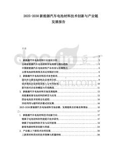 2025-2030新能源汽車電池材料技術(shù)創(chuàng)新與產(chǎn)業(yè)鏈發(fā)展報(bào)告