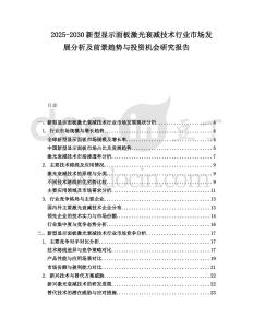 2025-2030新型顯示面板激光衰減技術(shù)行業(yè)市場發(fā)展分析及前景趨勢與投資機(jī)會研究報告