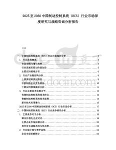 2025至2030中國制動控制系統(tǒng)（BCS）行業(yè)市場深度研究與戰(zhàn)略咨詢分析報(bào)告