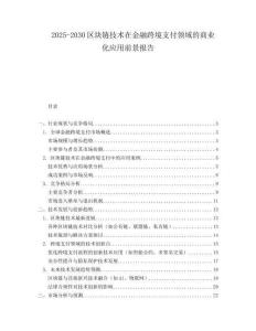 2025-2030區(qū)塊鏈技術(shù)在金融跨境支付領(lǐng)域的商業(yè)化應(yīng)用前景報(bào)告