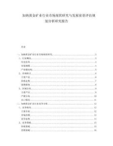 加納黃金礦業(yè)行業(yè)市場現(xiàn)狀研究與發(fā)展前景評估規(guī)劃分析研究報(bào)告