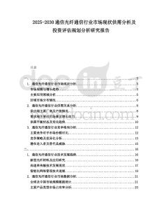 2025-2030通信光纖通信行業市場現狀供需分析及投資評估規劃分析研究報告