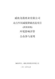 紙業有限公司動力車間減煤降碳改造項目環評公共參與說明