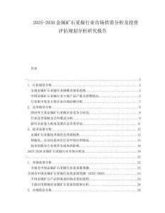 2025-2030金屬礦石采掘行業市場供需分析及投資評估規劃分析研究報告