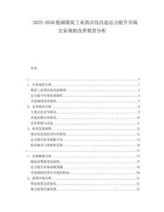 2025-2030能源煤炭工業清潔化改造運力提升市場交易規則改善展望分析