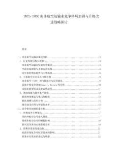 2025-2030南非航空运输业竞争格局加剧与升级改进战略探讨
