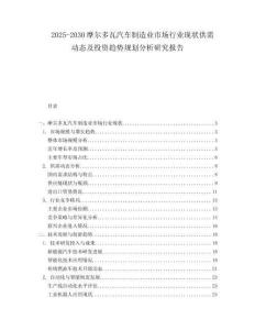 2025-2030摩爾多瓦汽車制造業(yè)市場行業(yè)現(xiàn)狀供需動態(tài)及投資趨勢規(guī)劃分析研究報告