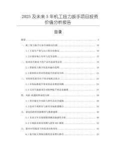 2025及未來5年機工扭力扳手項目投資價值分析報告