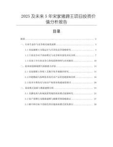 2025及未來5年宋家豬蹄王項目投資價值分析報告