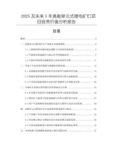 2025及未來5年高能單元式鋰電礦燈項目投資價值分析報告