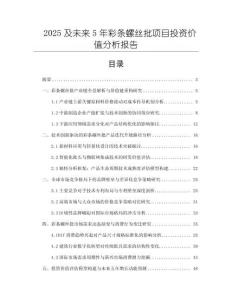 2025及未來5年彩條螺絲批項目投資價值分析報告