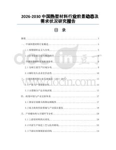 2026-2030中國熱塑材料行業前景動態及需求狀況研究報告