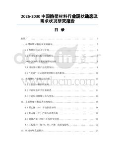 2026-2030中國熱塑材料行業現狀動態及需求狀況研究報告