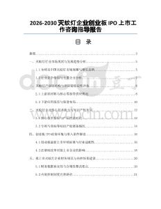 2026-2030滅蚊燈企業創業板IPO上市工作咨詢指導報告