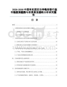 2026-2030中國有機固定功率電容器行業(yè)市場發(fā)展趨勢與前景展望戰(zhàn)略分析研究報告