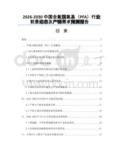 2026-2030中國(guó)全氟烷氧基（PFA）行業(yè)前景動(dòng)態(tài)及產(chǎn)銷需求預(yù)測(cè)報(bào)告