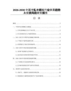 2026-2030中國冷軋卷鋼板行業供需趨勢及投資風險研究報告