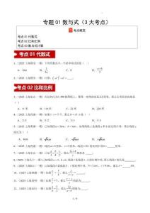 2025中考數(shù)學(xué)一模試題分類匯編（上海專用）專題01數(shù)與式（3大考點(diǎn)）原卷版