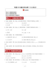 2025中考數(shù)學(xué)一模試題分類匯編（上海專用）專題03向量及其運(yùn)算（3大考點(diǎn)）原卷版