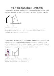 2025中考數(shù)學(xué)一模試題分類匯編（上海專用）專題07 解直角三角形的應(yīng)用（解答題22題）原卷版