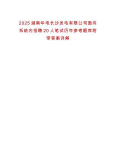 2025湖南華電長沙發電有限公司面向系統內招聘20人筆試歷年參考題庫附帶答案詳解