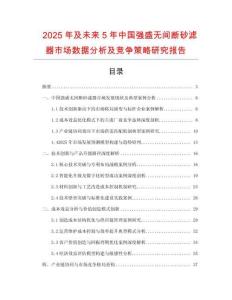 2025年及未來5年中國強盛無間斷砂濾器市場數(shù)據(jù)分析及競爭策略研究報告