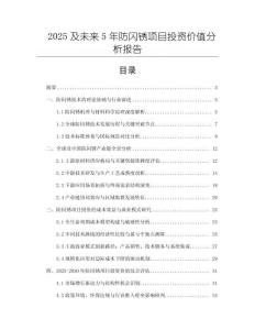 2025及未來5年防閃銹項目投資價值分析報告
