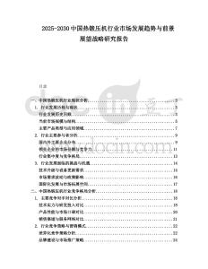 2025-2030中國熱鍛壓機(jī)行業(yè)市場發(fā)展趨勢與前景展望戰(zhàn)略研究報告