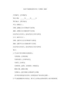 知識(shí)產(chǎn)權(quán)授權(quán)使用合同（專利版）2025