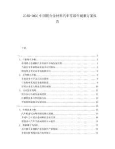 2025-2030中国镁合金材料汽车零部件减重方案报告