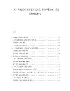 2025年陶瓷釉面抗龜裂試驗(yàn)儀項(xiàng)目市場(chǎng)調(diào)查、數(shù)據(jù)監(jiān)測(cè)研究報(bào)告