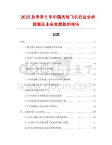 2025及未来5年中国支线飞机行业分析预测及未来发展趋势报告
