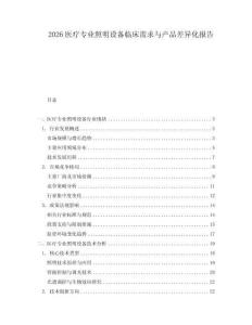 2026醫(yī)療專業(yè)照明設(shè)備臨床需求與產(chǎn)品差異化報告
