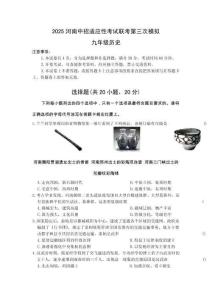 河南省新鄉市衛濱區2025年中招適應性考試三校聯考第三次模擬歷史試卷（含解析）