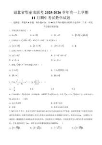湖北省鄂東南聯(lián)考2025-2026學(xué)年高一上學(xué)期11月期中考試數(shù)學(xué)試題（原卷版）